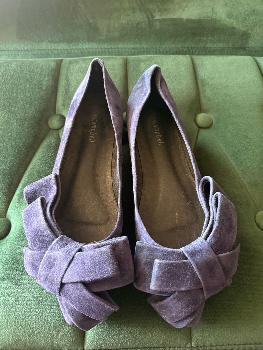 Jeffrey Campbell Purple Suede Knot-Front Pointed Flats